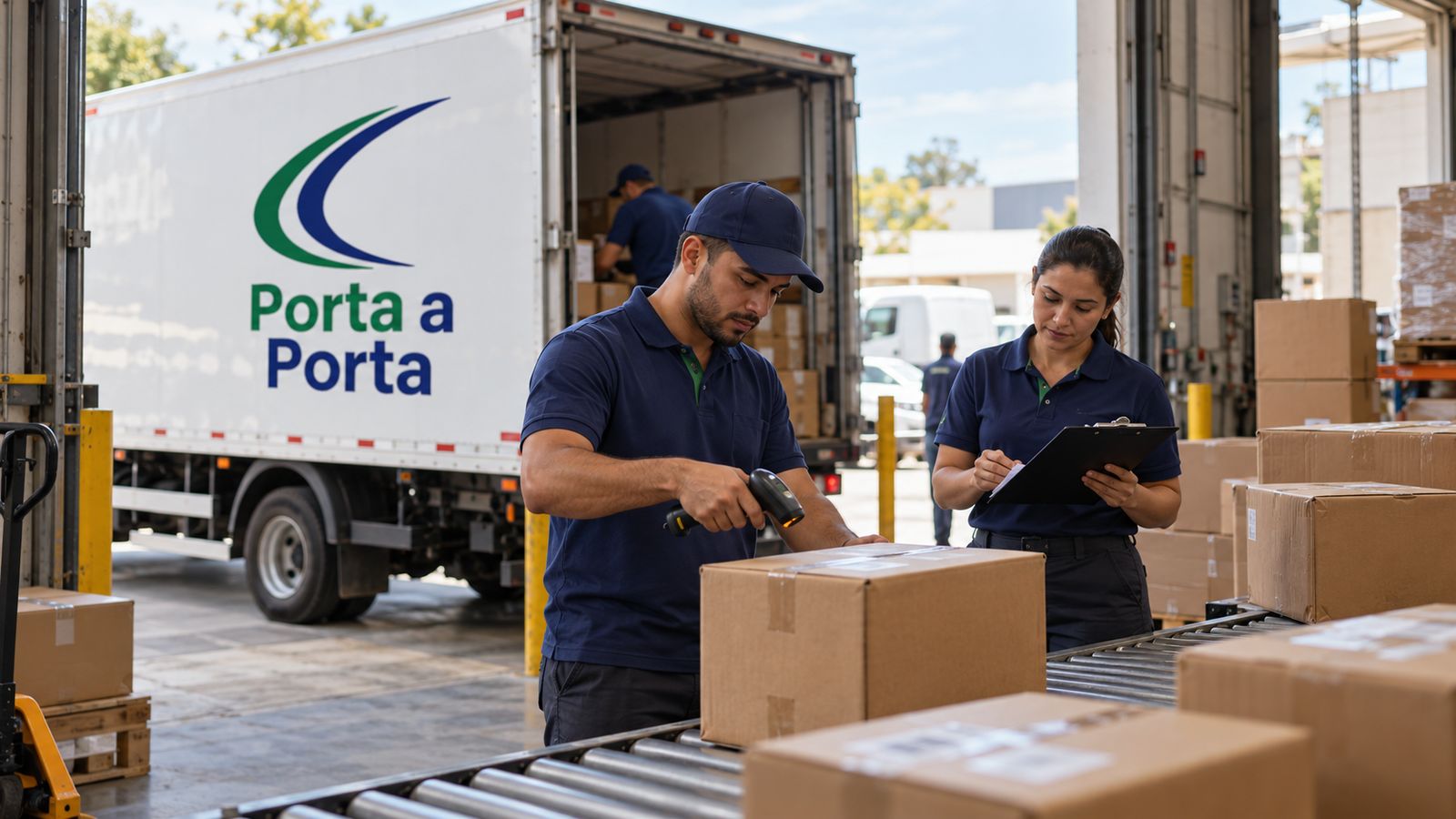 Conferência de volumes devolvidos na entrada do galpão